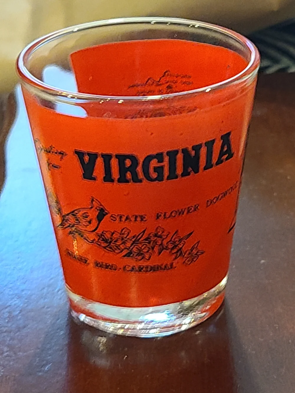 Vintage Virginia Red Glass Souvenir Shot Glass For Sale Accepting Offers On Bund